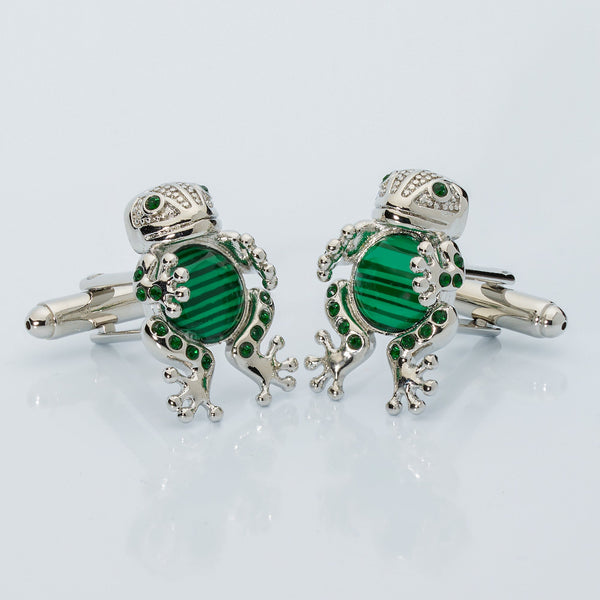 Emerald Frog Prince Crystal Cufflinks-Gifts-[bar code]-GreenFrogPrince-Prince of Scots