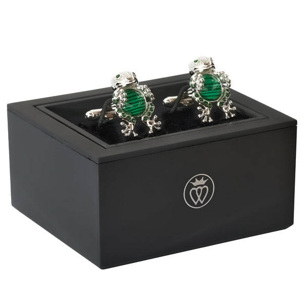 Emerald Frog Prince Crystal Cufflinks-Men's Gifts-[bar code]-GreenFrogPrince-Prince of Scots