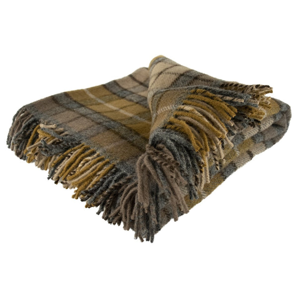Light Brown Spotted Throw Blanket in 100% Pure New Wool