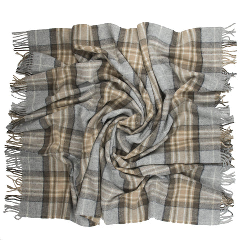 Prince of Scots Highland Tweed Pure New Wool Throw (McKellar Tan Plaid)-Throws and Blankets-Prince of Scots-810032752064-J4050028-006-Prince of Scots