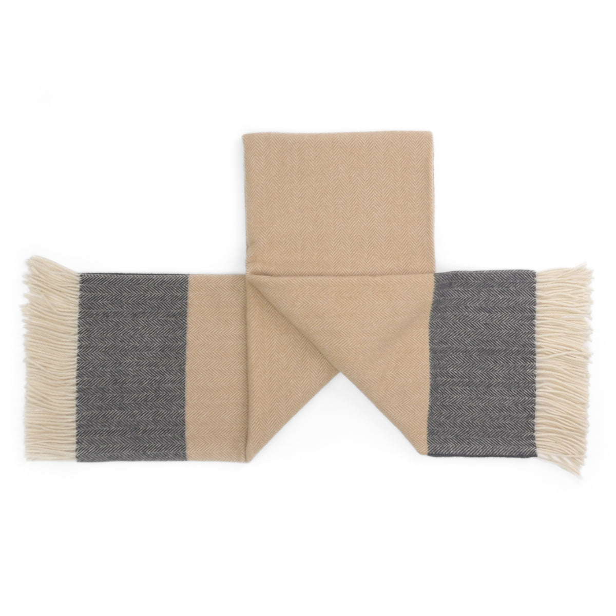 Southampton Home Portofino Herringbone Fine Australian Wool Throw ~ Greige