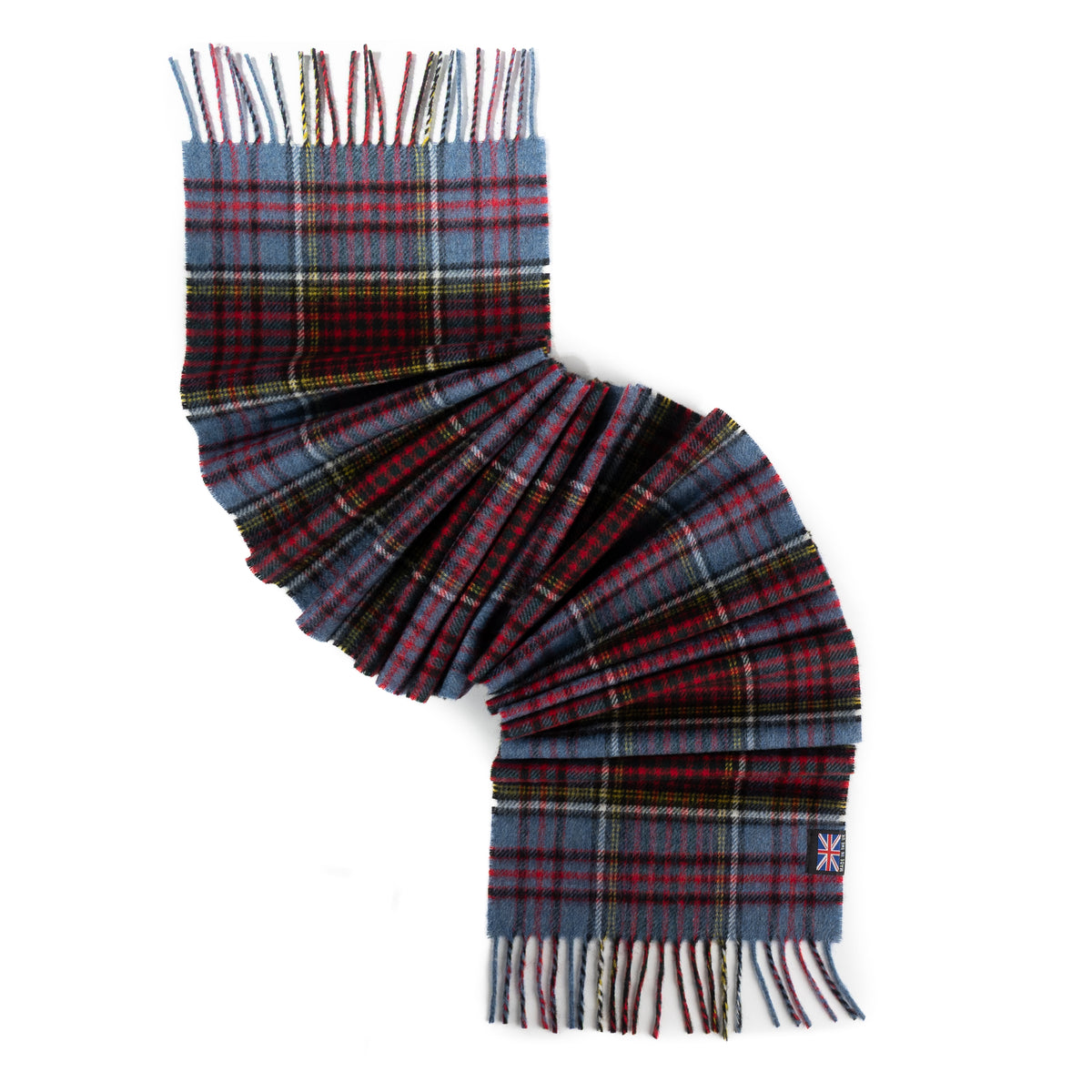 Prince of Scots Anderson tartan merino lambswool scarf with fringed ends, woven in the British Isles.