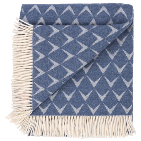 Southampton Home Chevron Merino Fleece Throw ~ Blue ~-Blankets-[bar code]-PloverBlue-Prince of Scots