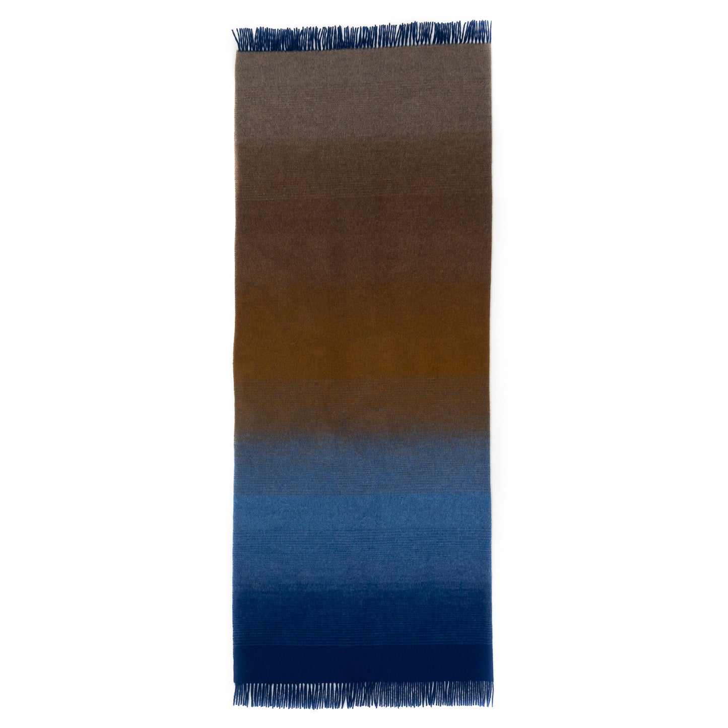 Whisper Ombre Merino Wool Throw in Horizon – Blue to Brown Gradient Luxury Blanket by Prince of Scots