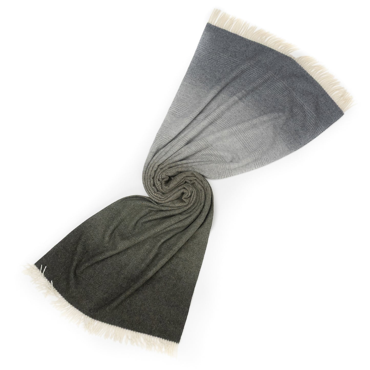 Whisper Ombre Merino Throw in Moss – Luxury Grey to Green Gradient Blanket by Prince of Scots