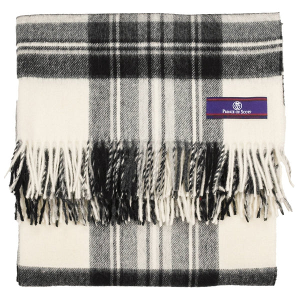 Prince of Scots Highland Tartan Tweed Merino Wool Throw ~ Dress Grey Stewart ~-Throws and Blankets-Prince of Scots-Prince of Scots