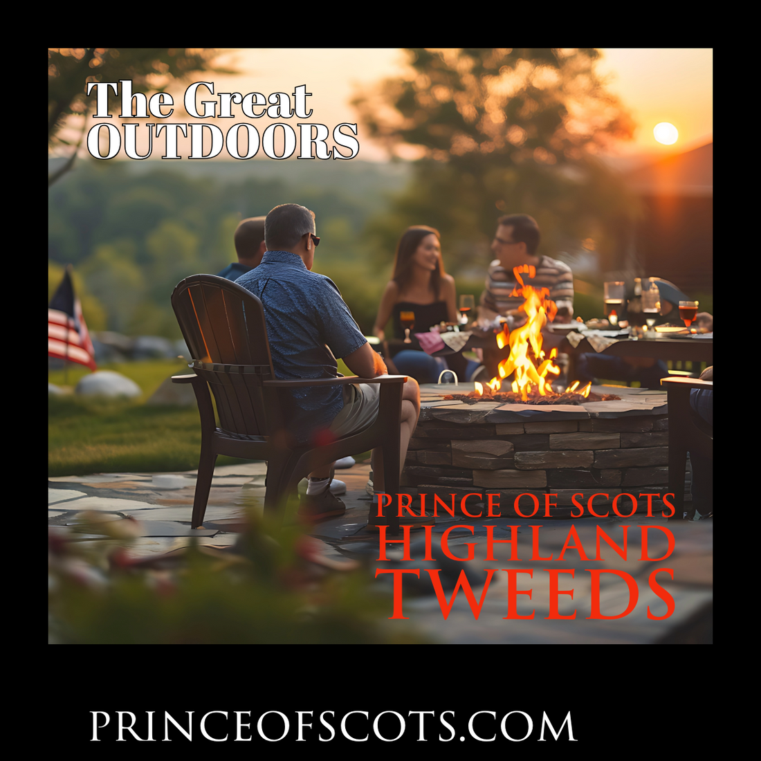 Make memories sitting around the fire pit with Prince of Scots Highland Tweeds