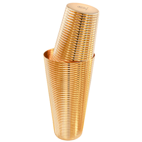 24K Gold Fluted 3-Piece Cocktail Shaker Set-Dining and Entertaining-Prince of Scots-810032754075-FlutedGoldShakerSet-Prince of Scots