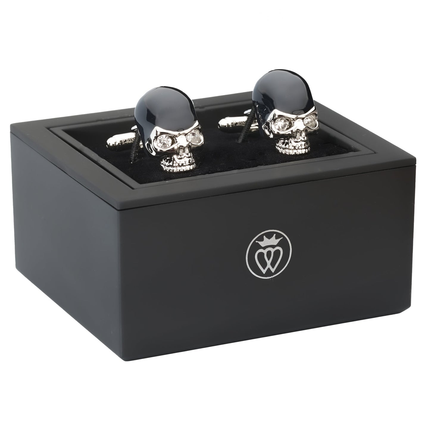 Black Crystal Skull Cufflinks-Men's Gifts-[bar code]-BlackCrystalSkull-Prince of Scots