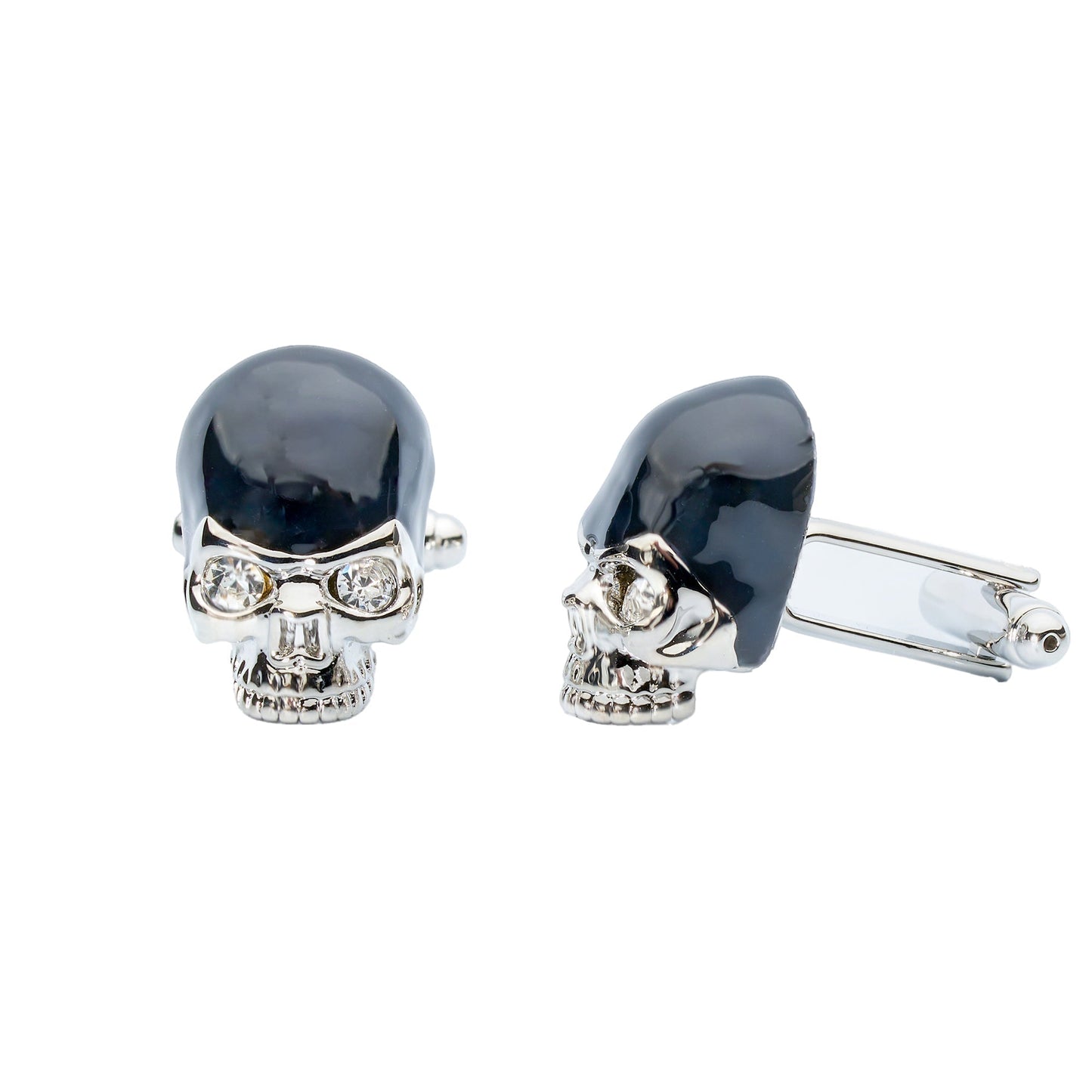 Black Crystal Skull Cufflinks-Gifts-[bar code]-BlackCrystalSkull-Prince of Scots