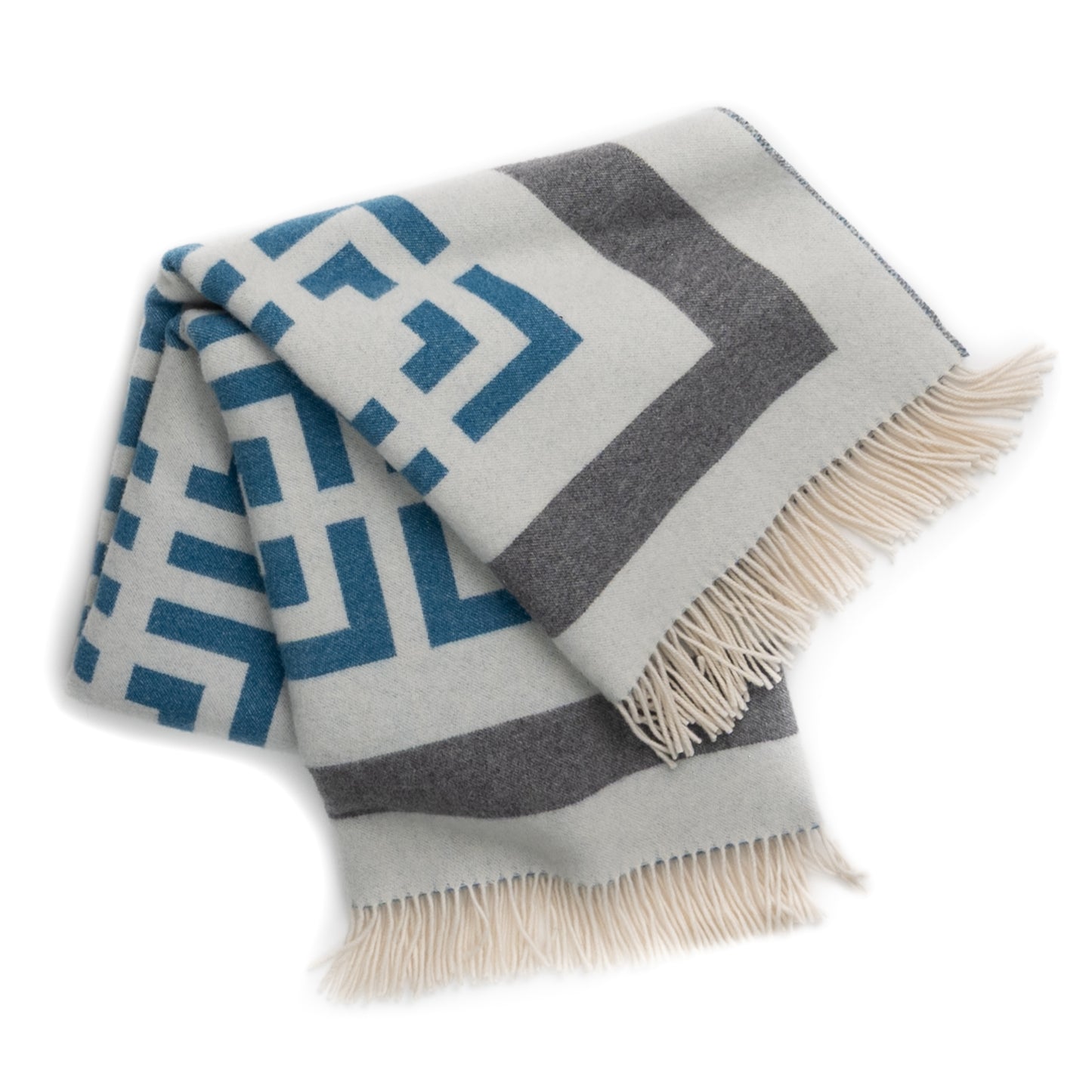 Blue Key Reversible Throw – Extra-Fine Italian Merino Wool | 56" x 72"-Throws and Blankets-[bar code]-Prince of Scots