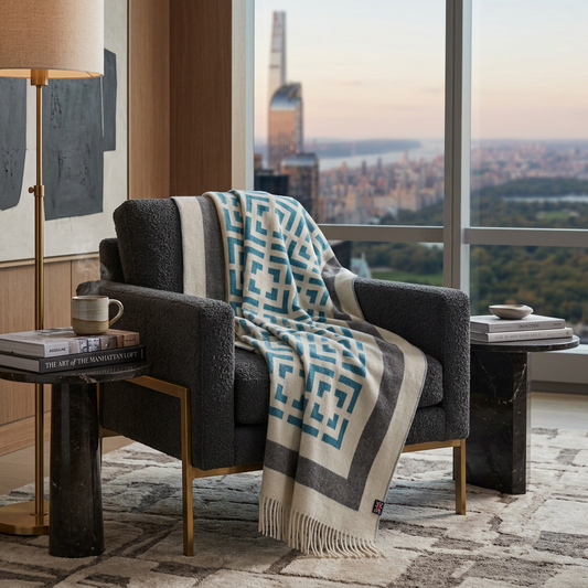 Blue Key Reversible Throw – Extra-Fine Italian Merino Wool | 56" x 72"