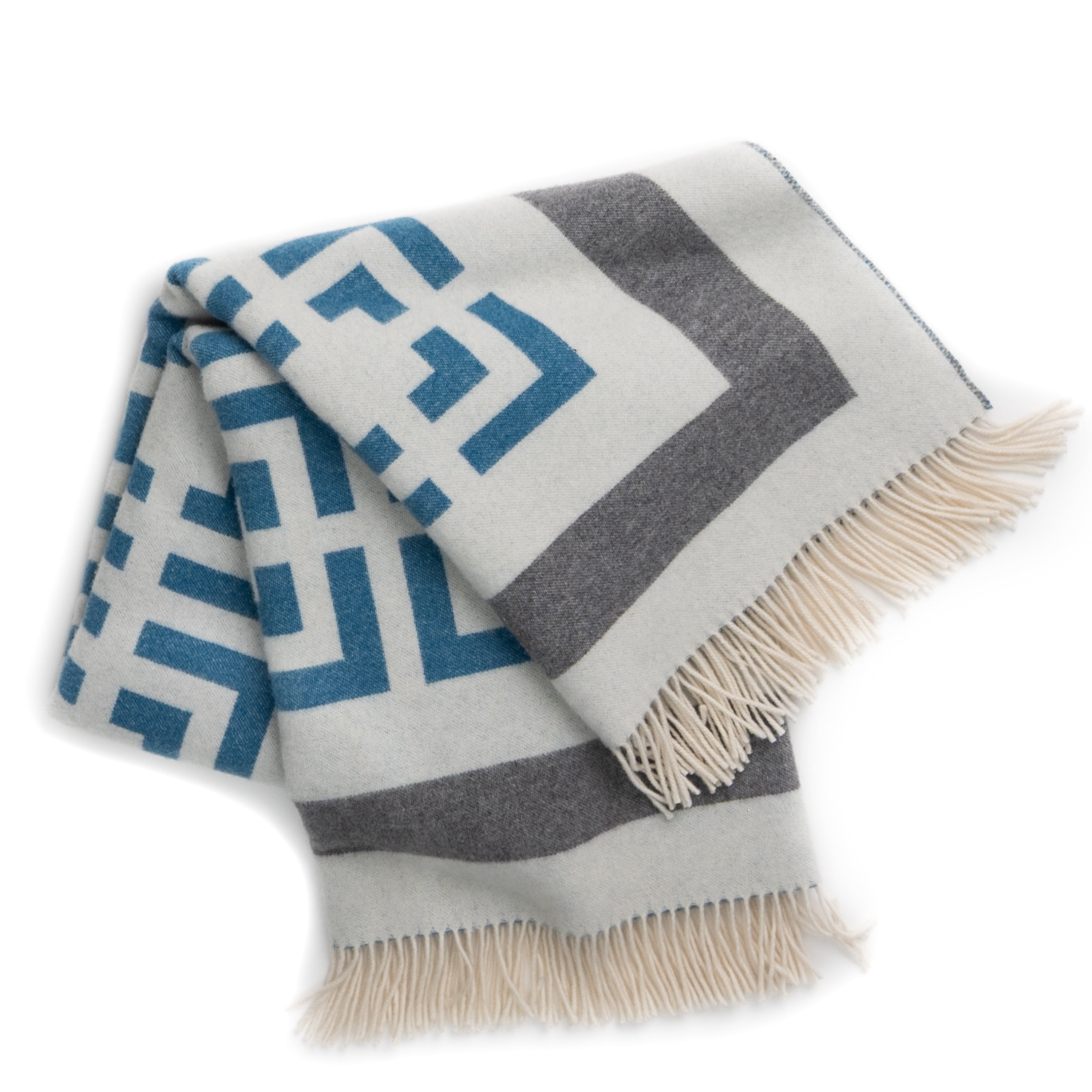 Blue Key Reversible Throw – Extra-Fine Italian Merino Wool | 56