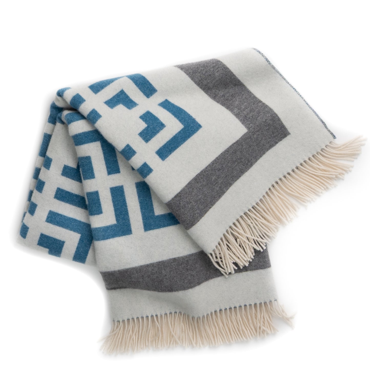 Blue Key Reversible Throw – Extra-Fine Italian Merino Wool | 56" x 72"-Throws and Blankets-[bar code]-Prince of Scots