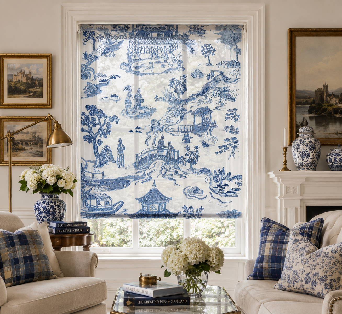 Custom Roller Shades ~ Oriental Toile-Home Gifts-[bar code]-Prince of Scots