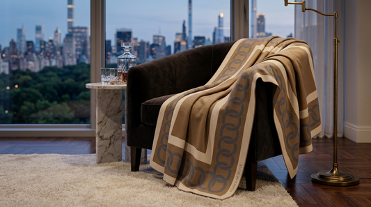 Equestrian Link Camel; Reversible Throw – Extra-Fine Italian Merino Wool | 56" x 72"
