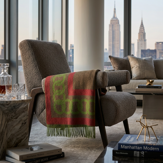 Equestrian Link Reversible Throw – Extra-Fine Italian Merino Wool | 56" x 72"