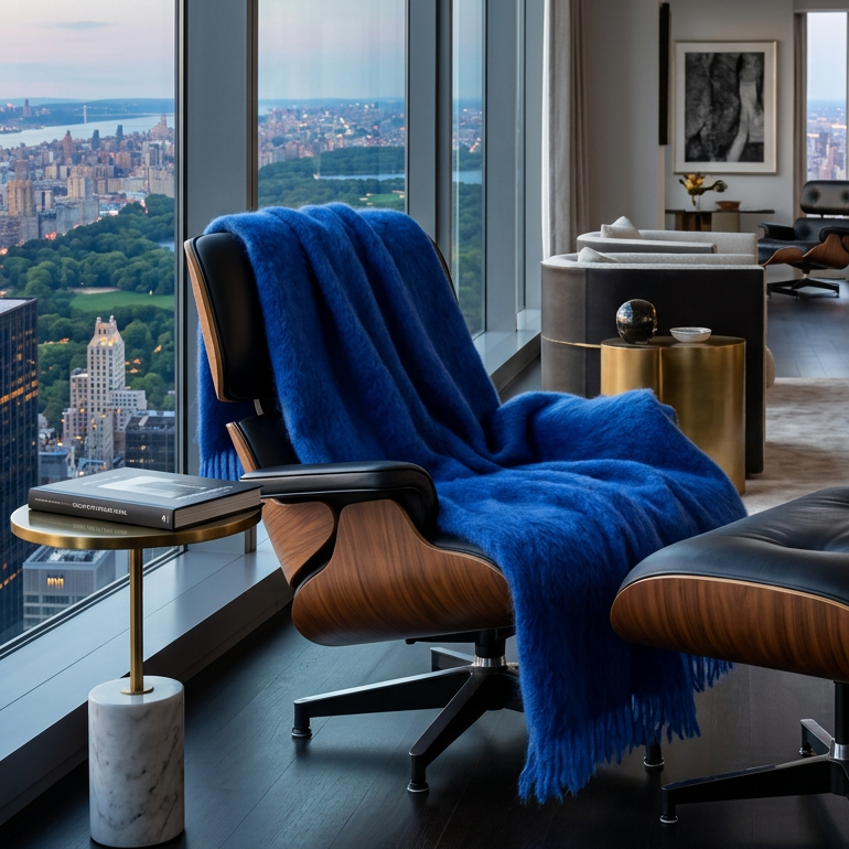 Southampton Home Luxury Mohair Throw ~ Blue