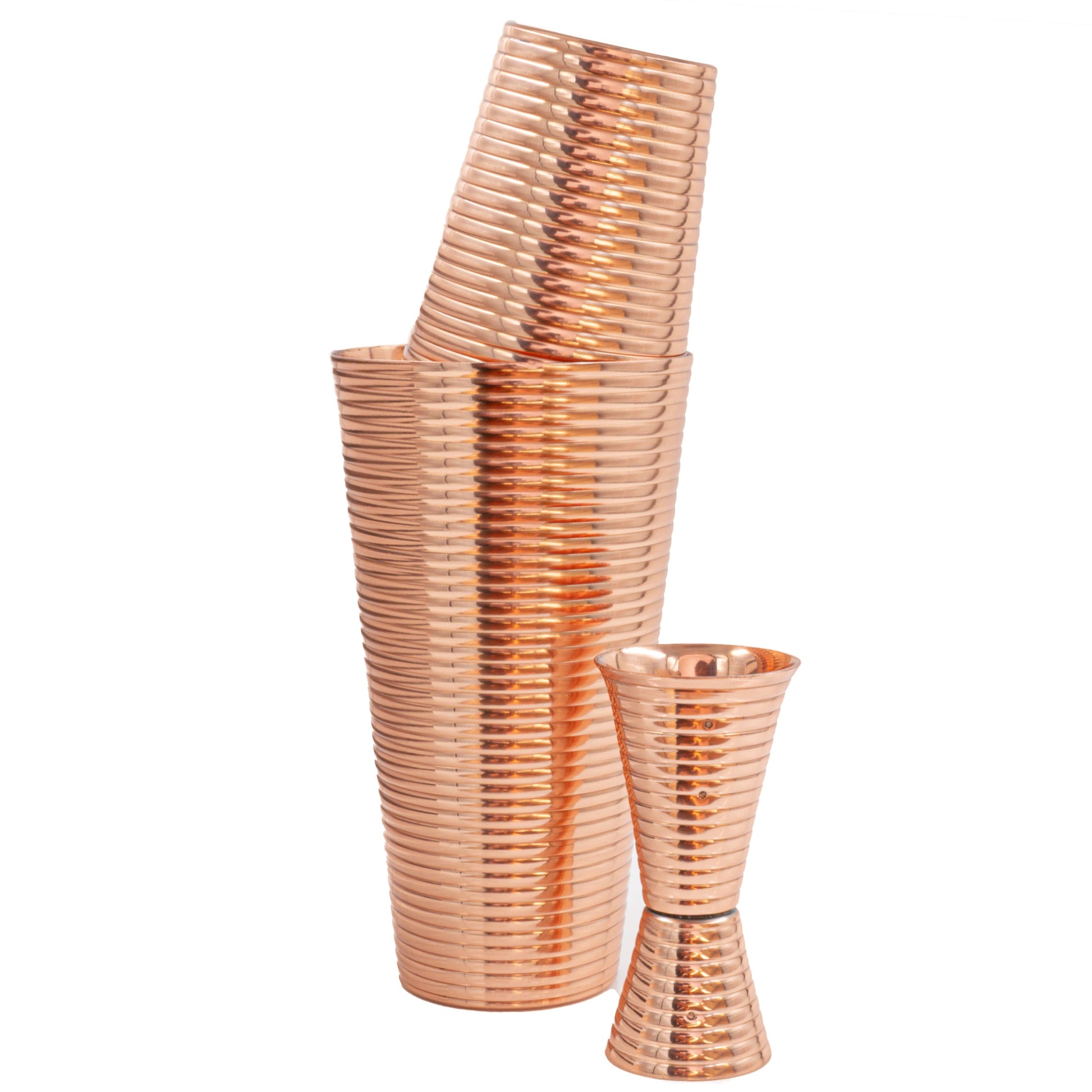 Fluted Copper 3-Piece Cocktail Shaker Set-Dining and Entertaining-Prince of Scots-810032754099-FlutedCopperShakerSet-Prince of Scots