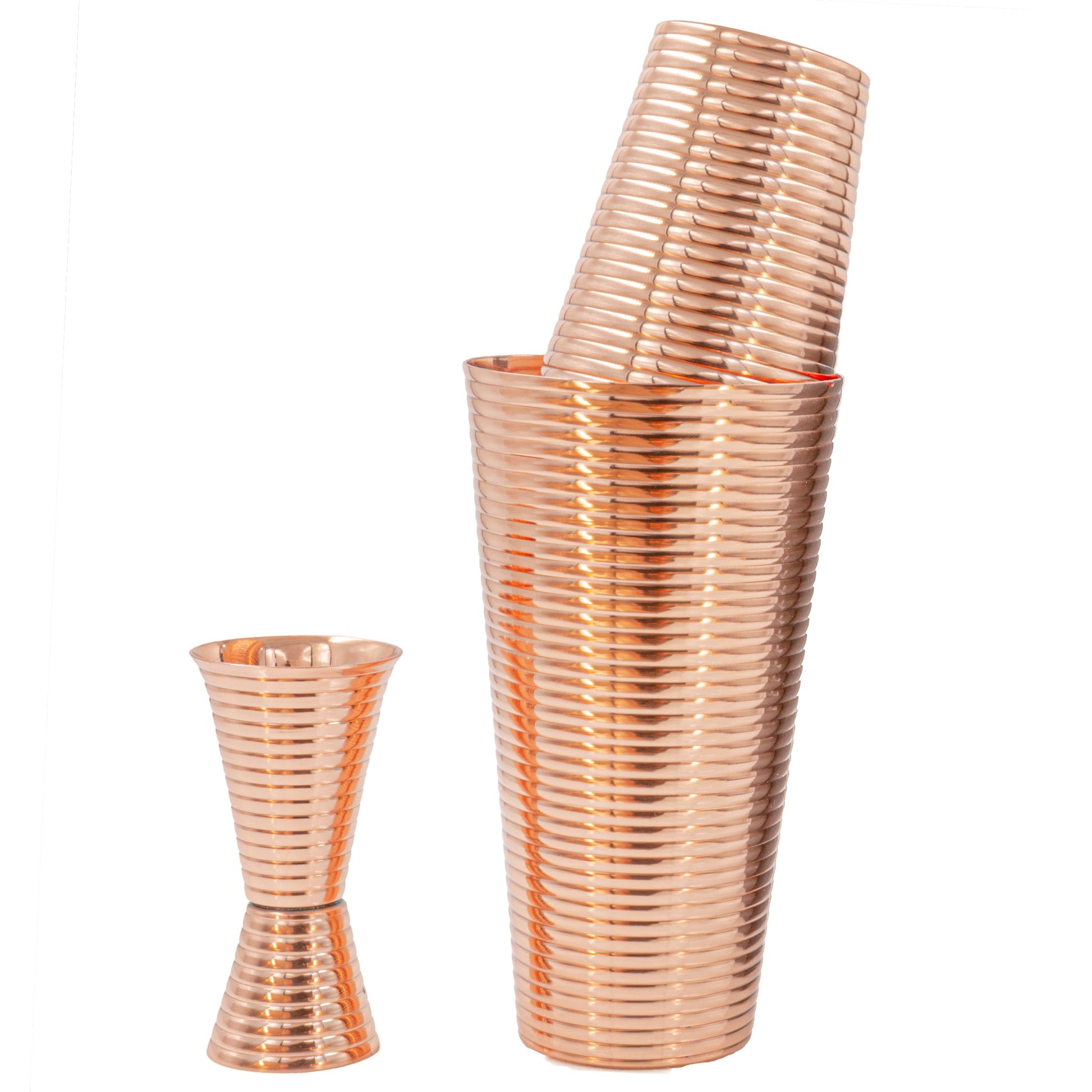 Fluted Copper 3-Piece Cocktail Shaker Set-Dining and Entertaining-Prince of Scots-810032754099-FlutedCopperShakerSet-Prince of Scots