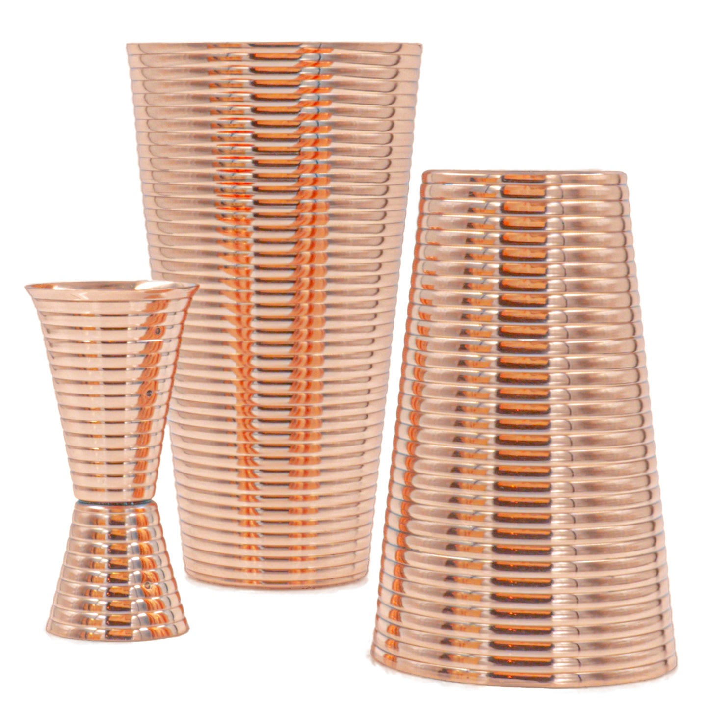 Fluted Copper 3-Piece Cocktail Shaker Set-Dining and Entertaining-Prince of Scots-810032754099-FlutedCopperShakerSet-Prince of Scots