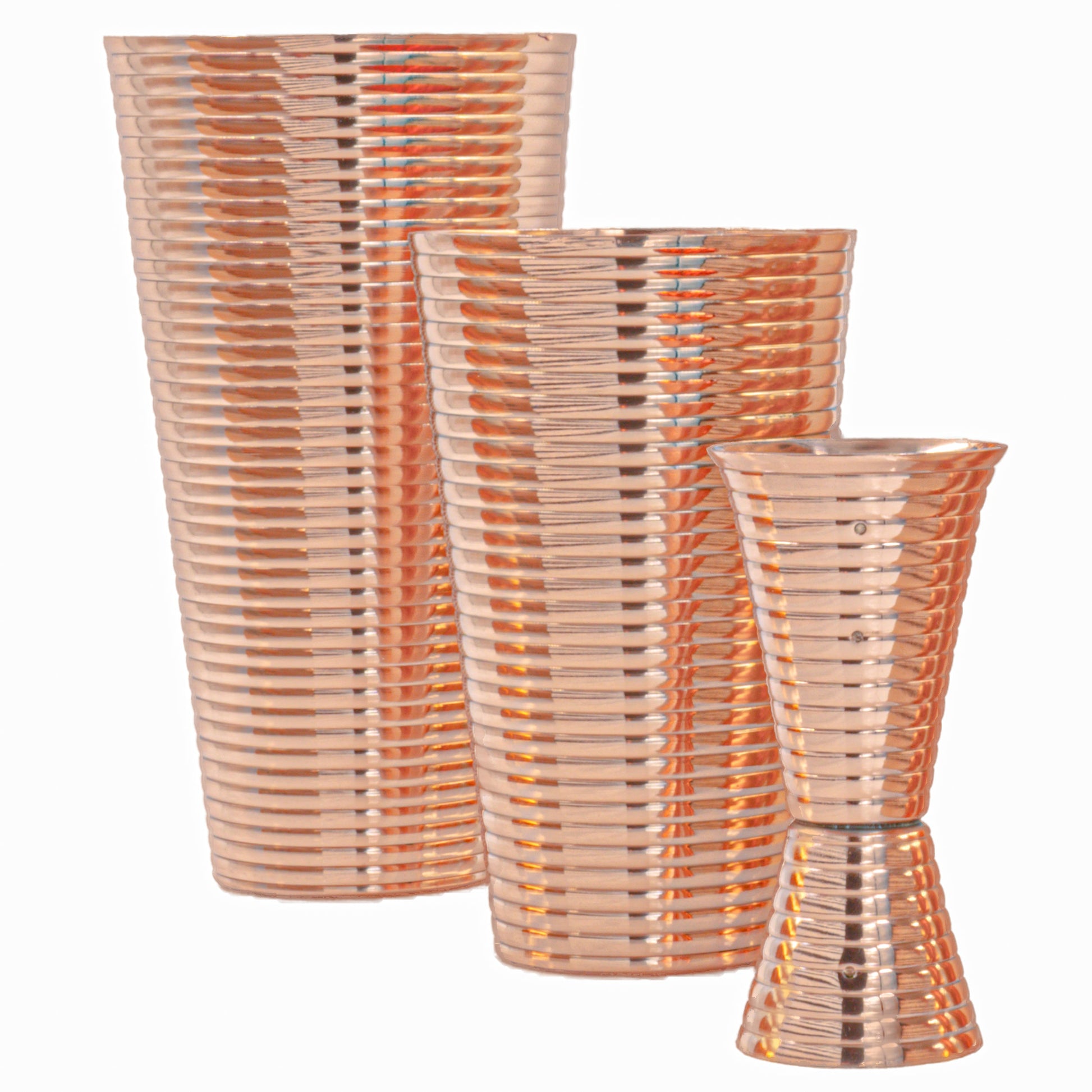 Fluted Copper 3-Piece Cocktail Shaker Set-Dining and Entertaining-Prince of Scots-810032754099-FlutedCopperShakerSet-Prince of Scots