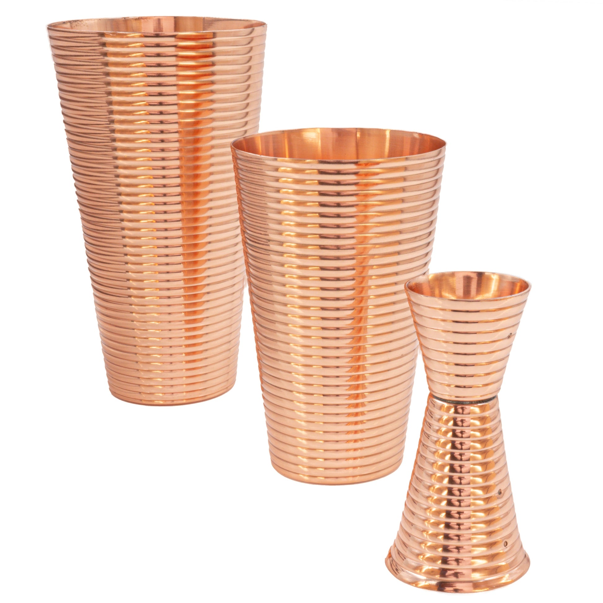 Fluted Copper 3-Piece Cocktail Shaker Set-Dining and Entertaining-Prince of Scots-810032754099-FlutedCopperShakerSet-Prince of Scots