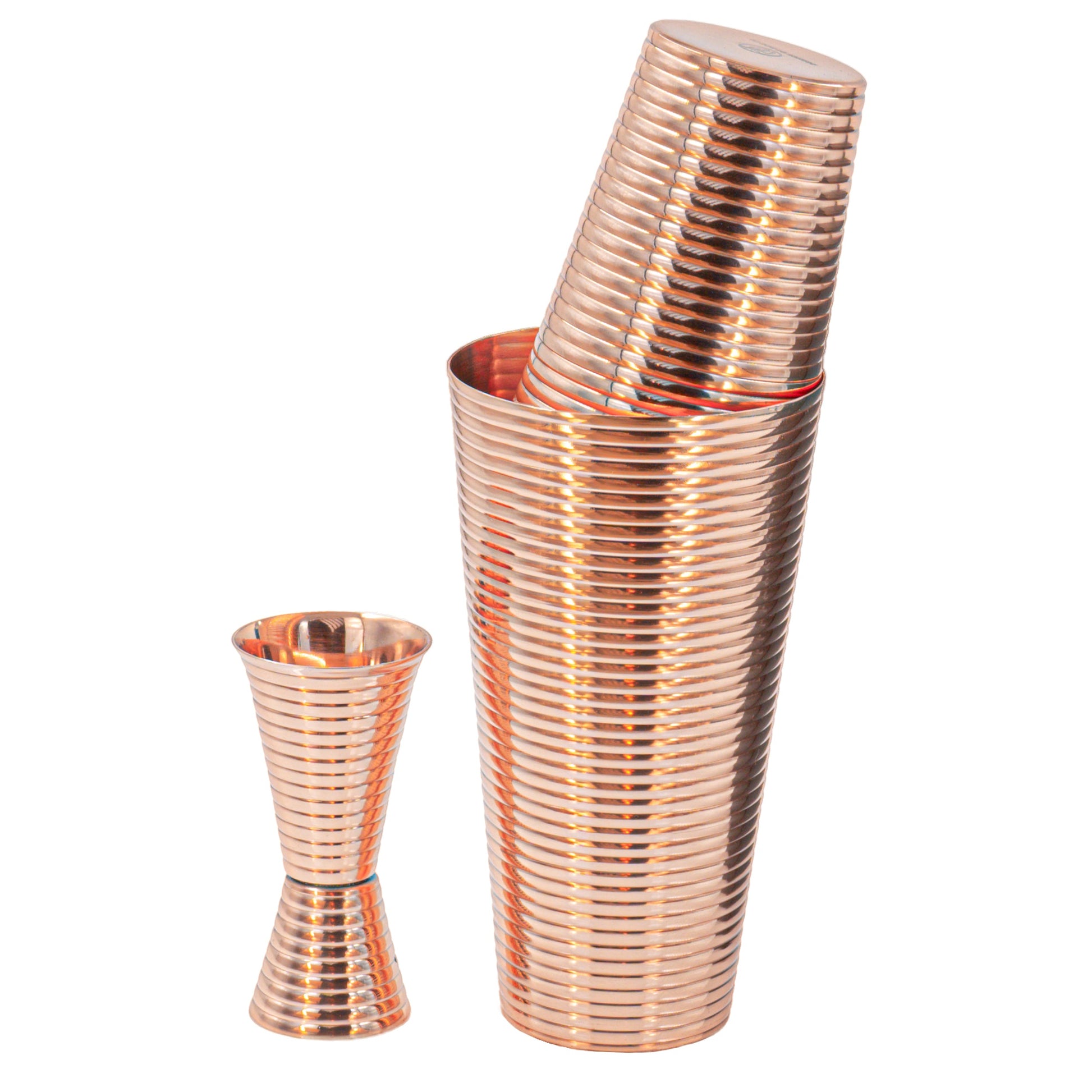 Fluted Copper 3-Piece Cocktail Shaker Set-Dining and Entertaining-Prince of Scots-810032754099-FlutedCopperShakerSet-Prince of Scots