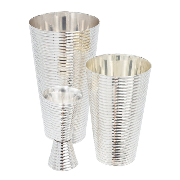 Fluted Silver 3-Piece Cocktail Shaker Set-Dining and Entertaining-Prince of Scots-810032754082-FlutedSilverShakerSet-Prince of Scots