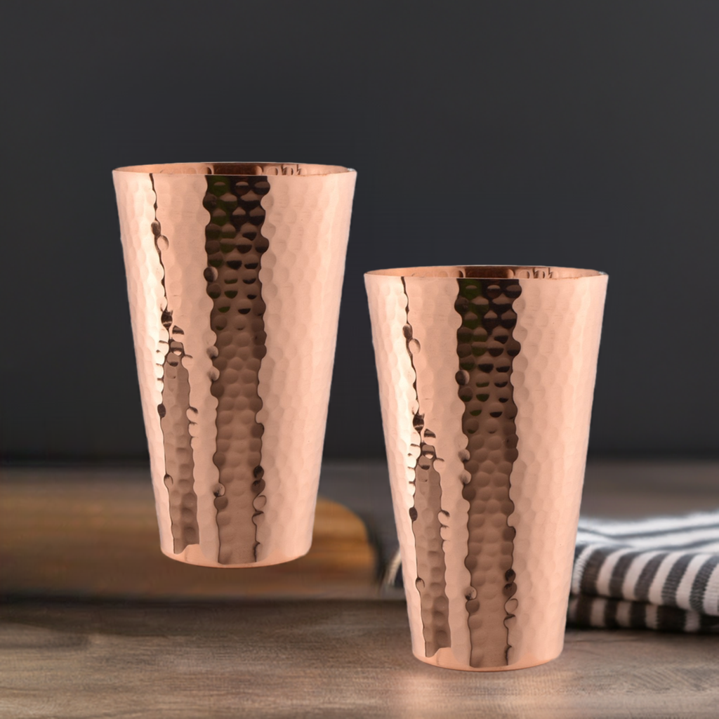 Hammered Copper Ice Tea Tumbler (Set of 2)-Dining and Entertaining-Prince of Scots-810032754136-IceTea18oz-2-Prince of Scots