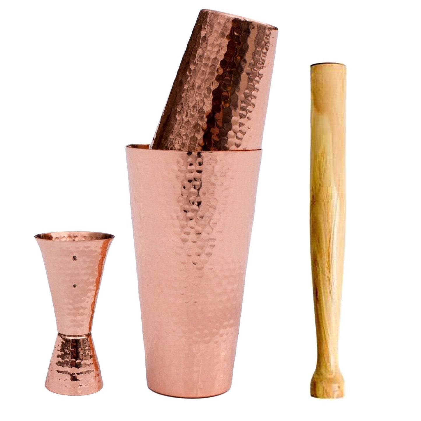 Prince of Scots Hammered Solid Copper Cocktail Shaker Set-Dining and Entertaining-Prince of Scots-634934461400-POSHammeredSet-Prince of Scots