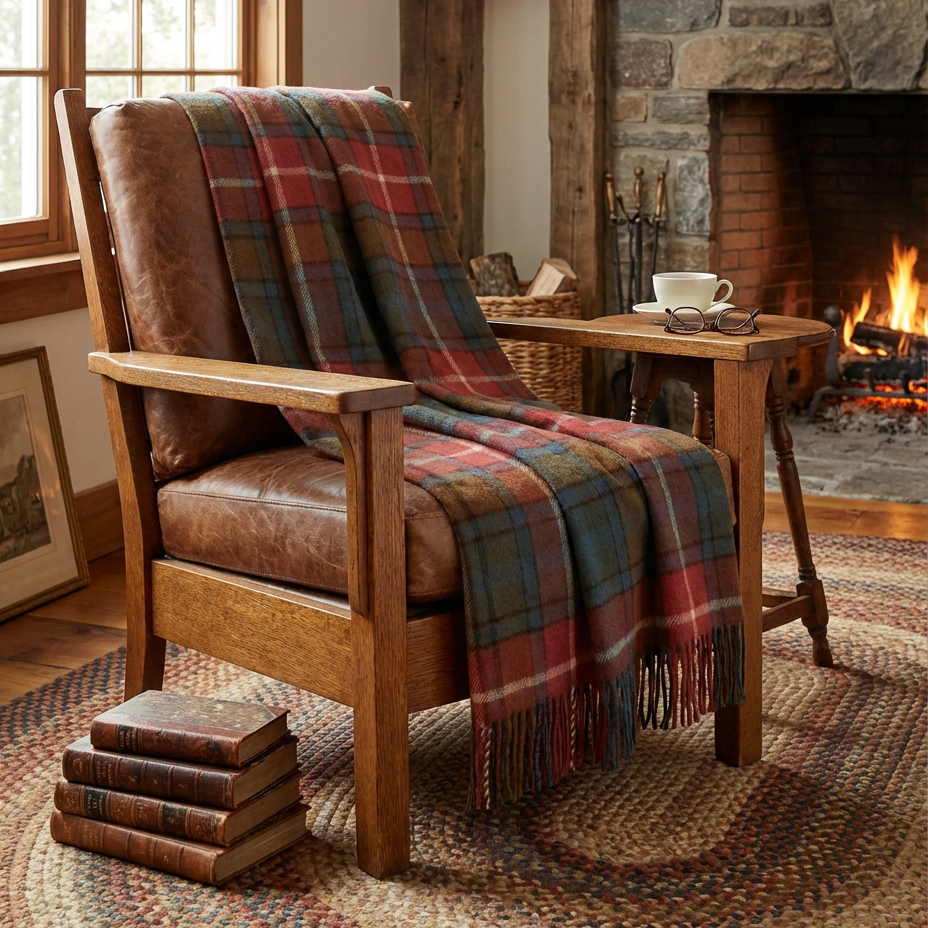 Highland Tartan Tweed Merino Wool Throw ~ Antique Buchanan~-Throws and Blankets-[bar code]-Prince of Scots