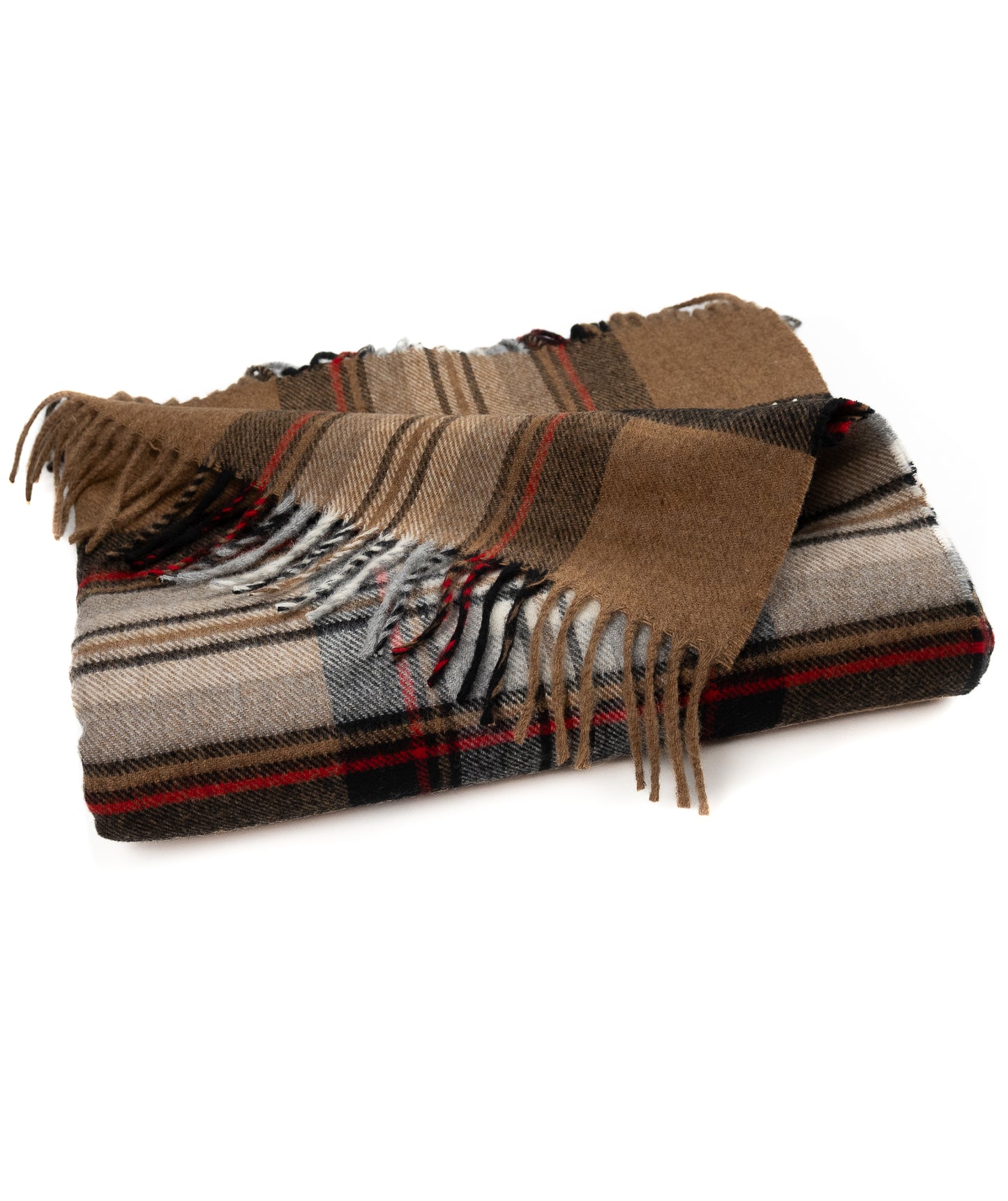 Highland Tartan Tweed Merino Wool Throw ~ Camel Stewart ~-Throws and Blankets-[bar code]-Prince of Scots