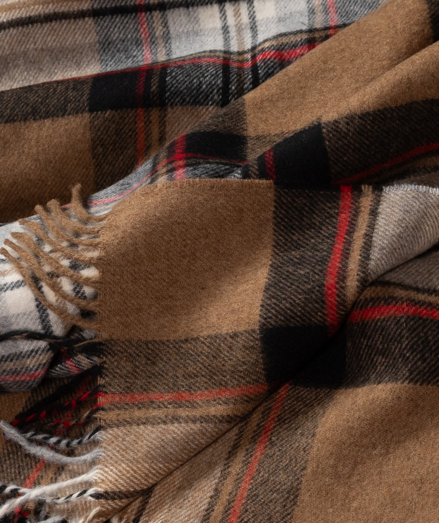 Highland Tartan Tweed Merino Wool Throw ~ Camel Stewart ~-Throws and Blankets-[bar code]-Prince of Scots