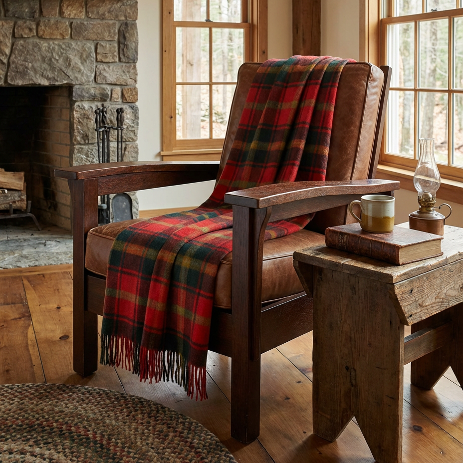 Highland Tartan Tweed Merino Wool Throw ~ Dark Maple ~-Throws and Blankets-[bar code]-Prince of Scots