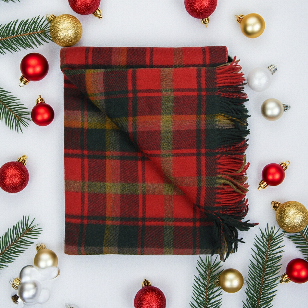 Highland Tartan Tweed Merino Wool Throw ~ Dark Maple ~-Throws and Blankets-[bar code]-Prince of Scots