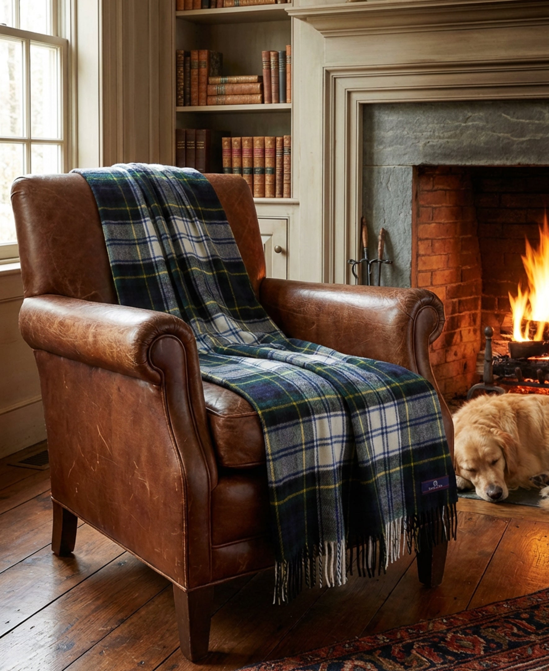 Highland Tartan Tweed Merino Wool Throw ~ Dress Gordon ~-Throws and Blankets-[bar code]-Prince of Scots