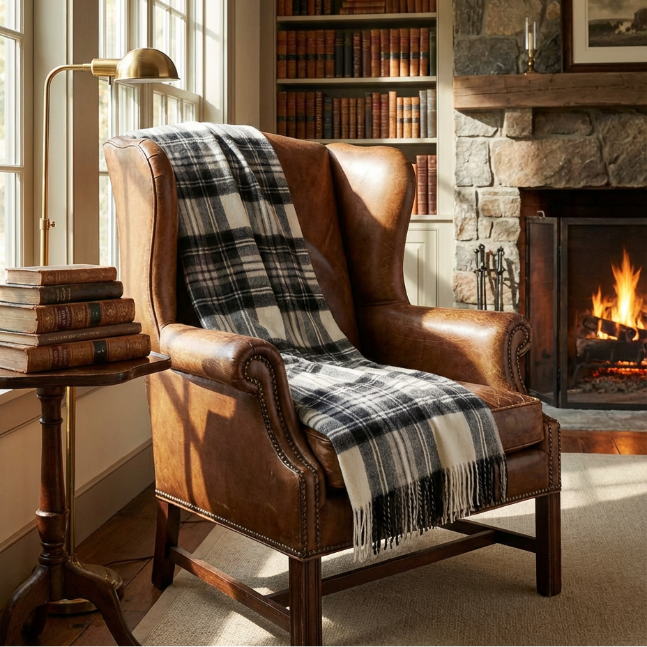 Highland Tartan Tweed Merino Wool Throw ~ Dress Grey Stewart ~-Throws and Blankets-[bar code]-Prince of Scots