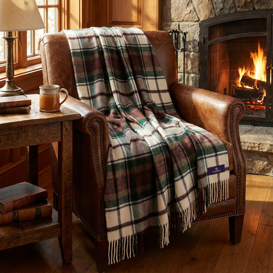 Highland Tartan Tweed Merino Wool Throw ~ Dress Macduff ~-Throws and Blankets-[bar code]-Prince of Scots