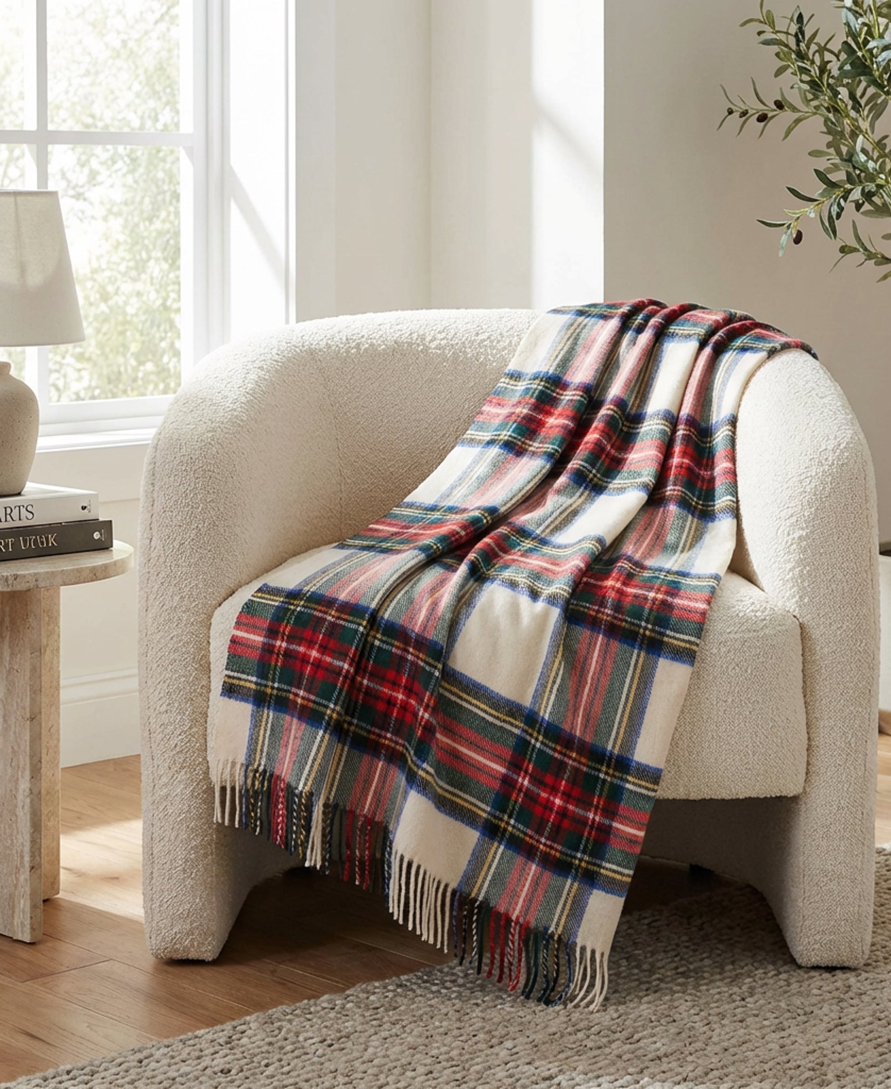 Highland Tartan Tweed Merino Wool Throw ~ Dress Stewart ~-Blankets-[bar code]-Prince of Scots