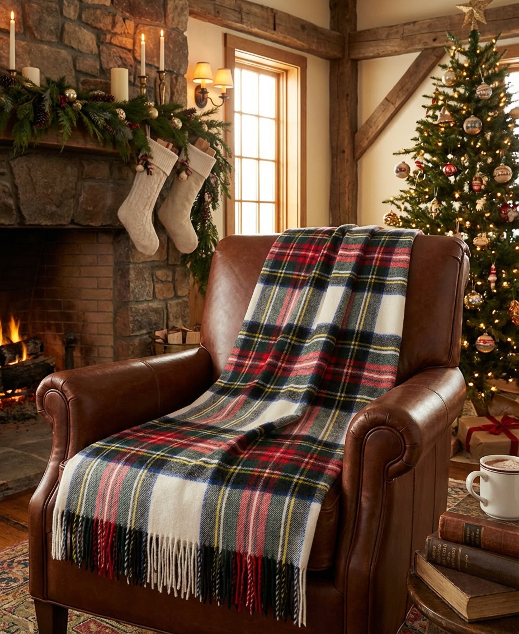 Highland Tartan Tweed Merino Wool Throw ~ Dress Stewart ~-Blankets-[bar code]-Prince of Scots