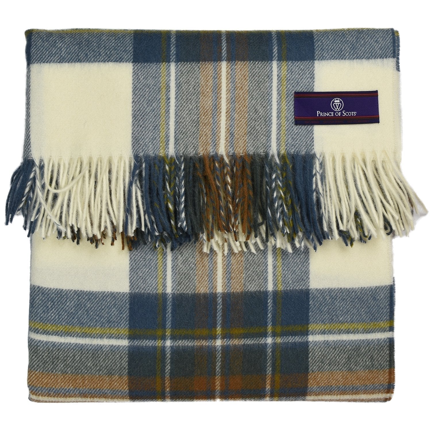 Prince of Scots Highland Tartan Tweed Merino Wool Throw ~ Muted Blue Stewart ~-Throws and Blankets-Prince of Scots-Prince of Scots