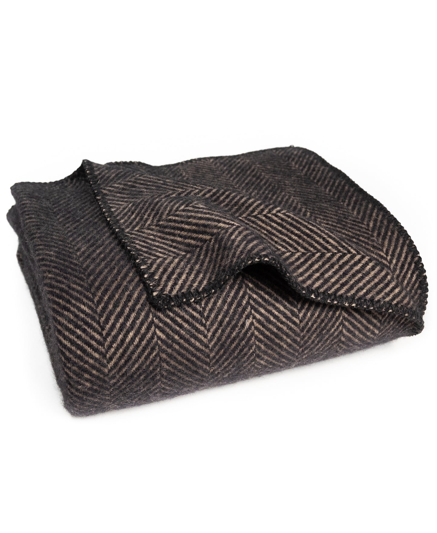 Highland Tweeds BIG Throw ~ Black Herringbone ~-Throws and Blankets-[bar code]-Prince of Scots