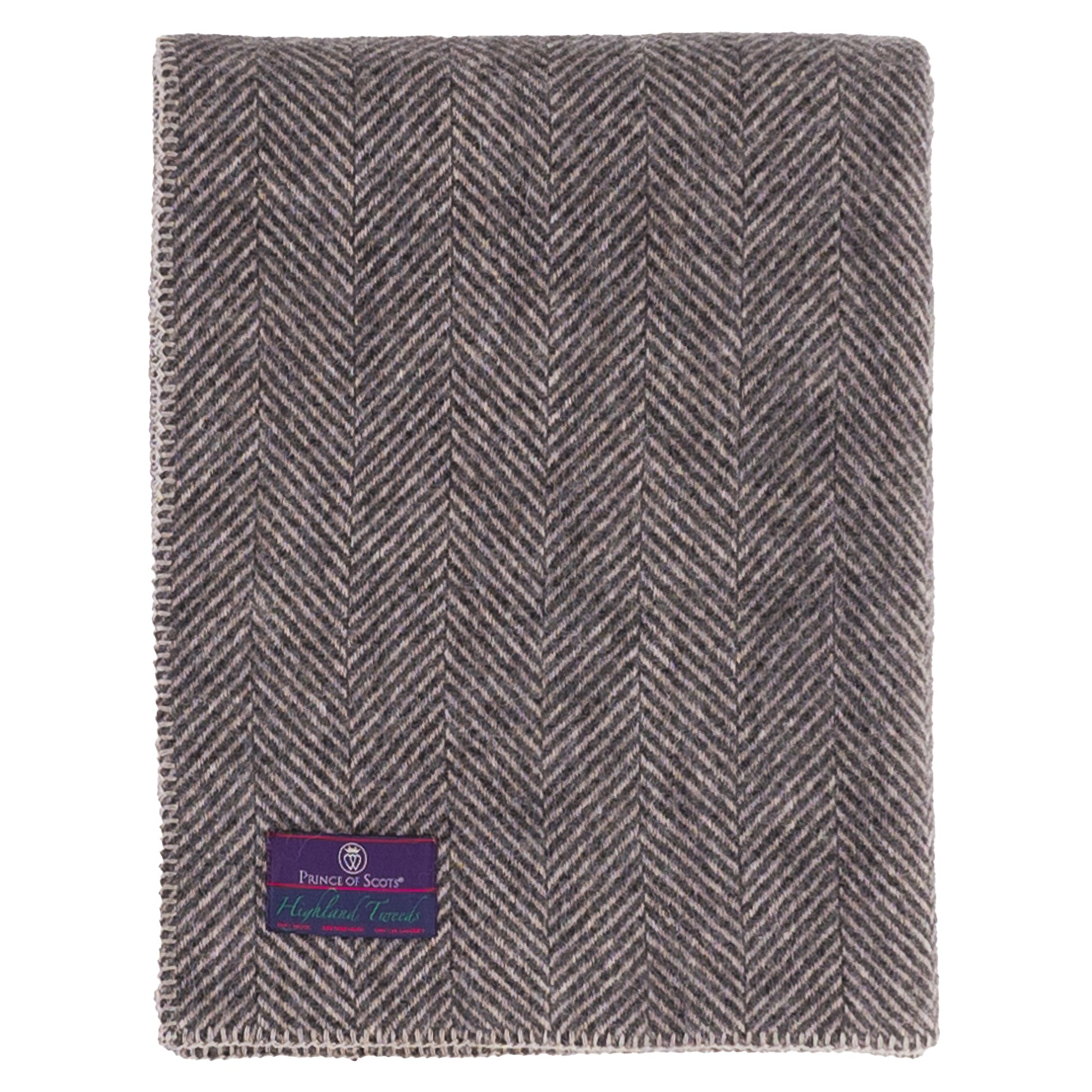 Highland Tweeds BIG Throw ~ Charcoal Herringbone ~-Throws and Blankets-[bar code]-BIGHerringboneCharcoal-Prince of Scots