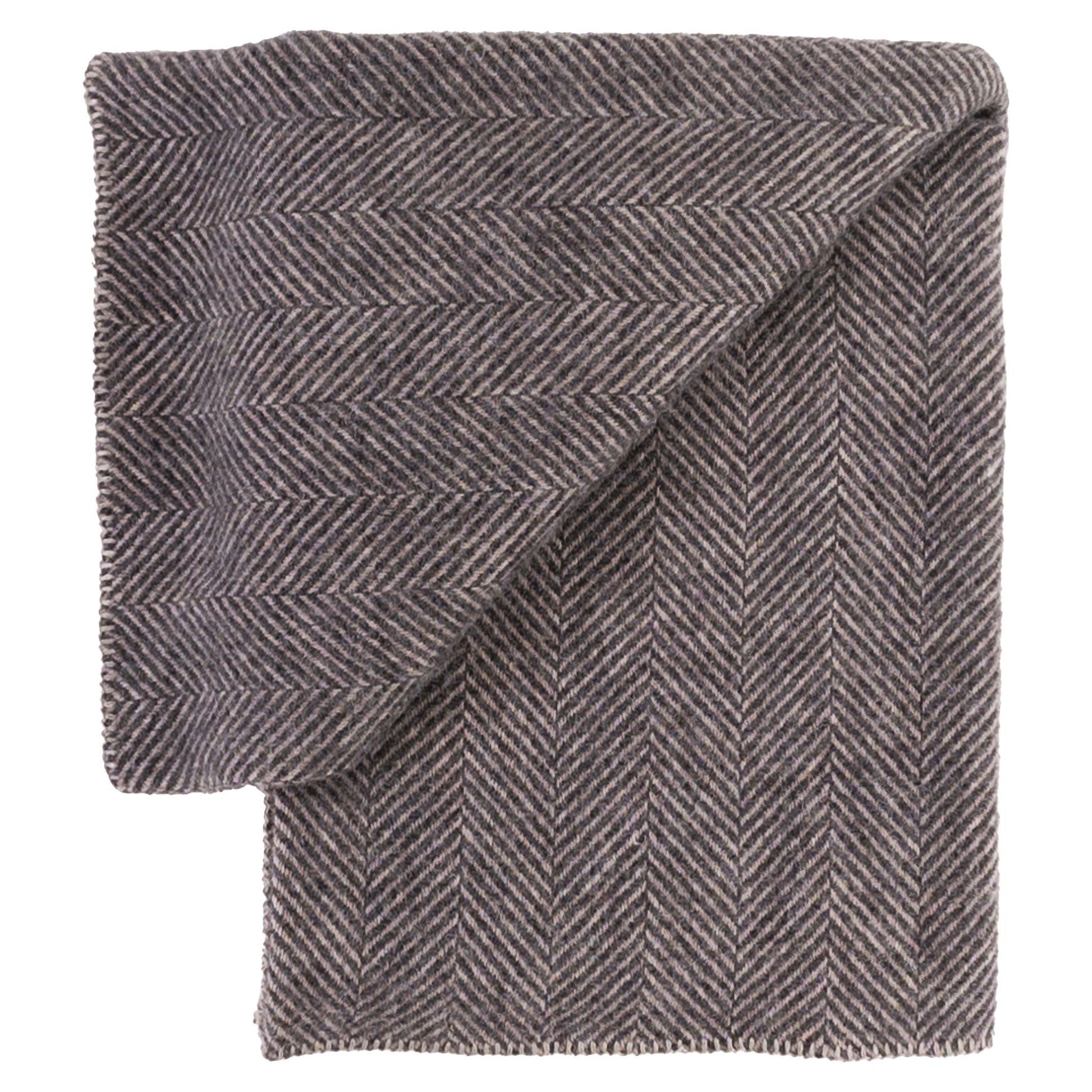 Highland Tweeds BIG Throw ~ Charcoal Herringbone ~-Throws and Blankets-[bar code]-BIGHerringboneCharcoal-Prince of Scots