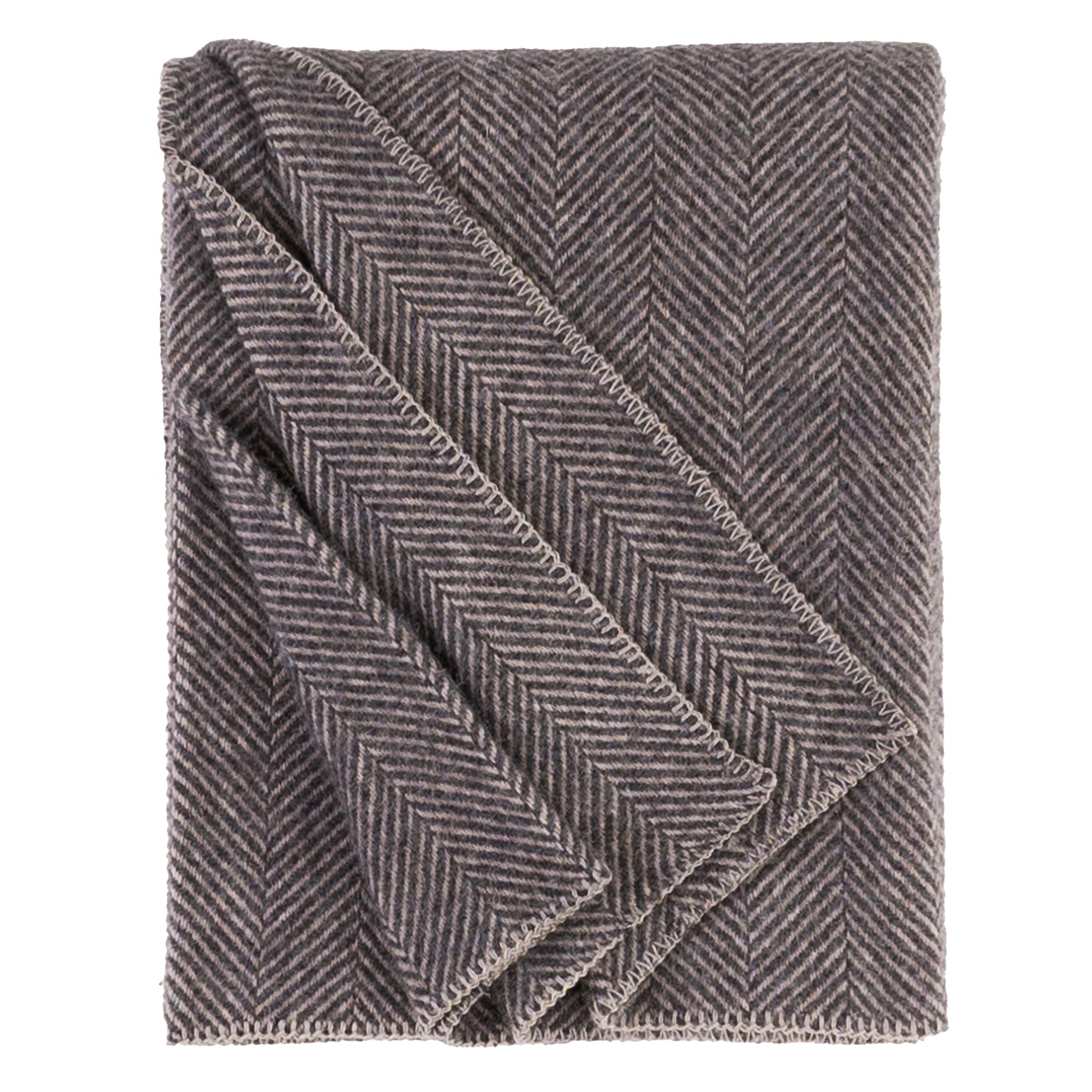 Highland Tweeds BIG Throw ~ Charcoal Herringbone ~-Throws and Blankets-[bar code]-BIGHerringboneCharcoal-Prince of Scots