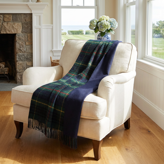 Highland Tweeds Double Cloth Reversible Throw (Hunting Stewart)-Throws and Blankets-[bar code]-Prince of Scots