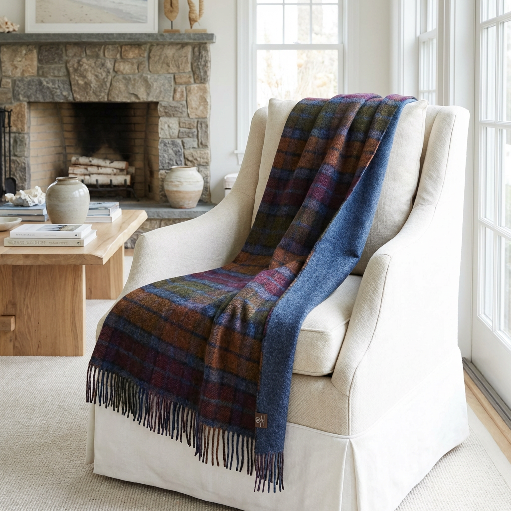 Highland Tweeds Double Cloth Throw (Grey Buchanan)-Throws and Blankets-[bar code]-Prince of Scots