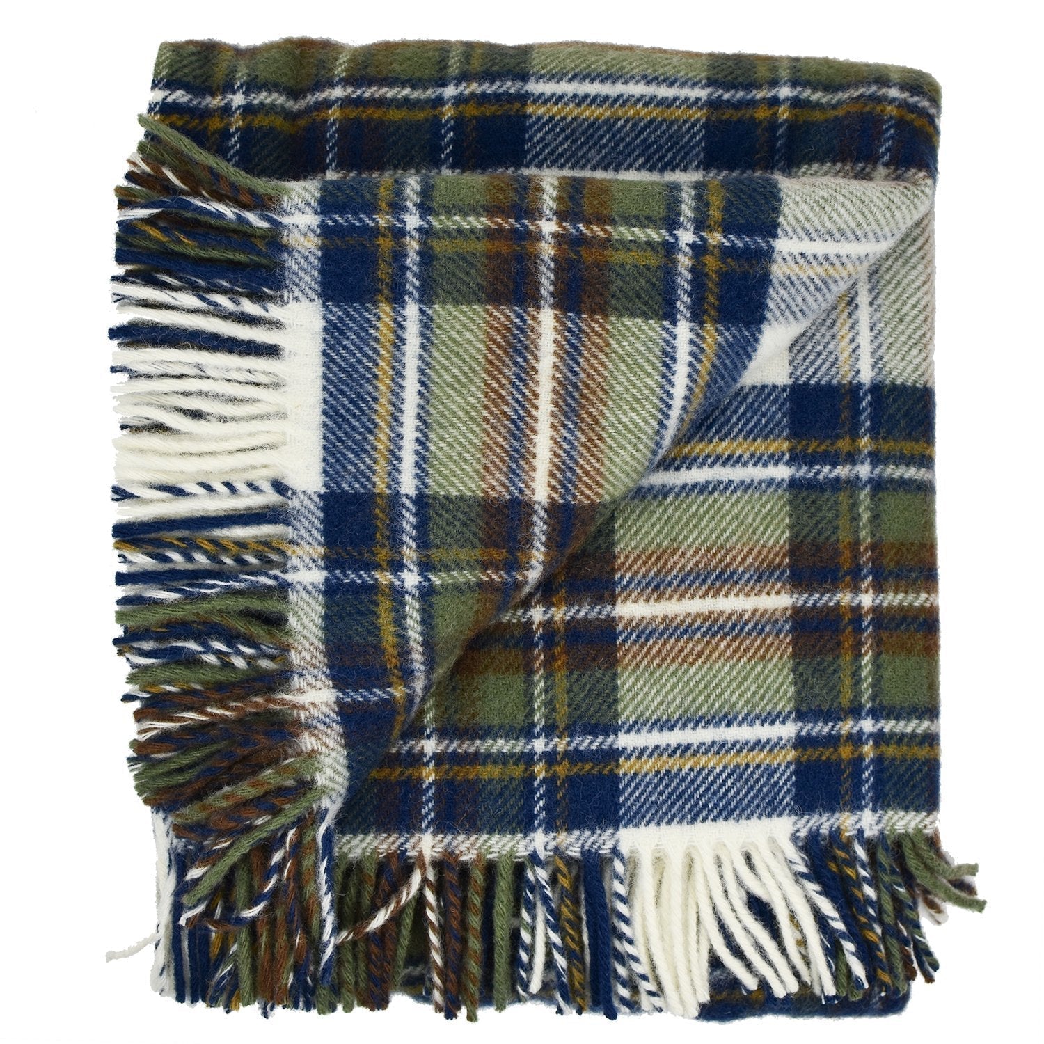 Prince of Scots Highland Tweed Fluffy Throw (Muted Blue Dress Stewart)-Throws and Blankets-Prince of Scots-00810032750275-J4050028-014-Prince of Scots