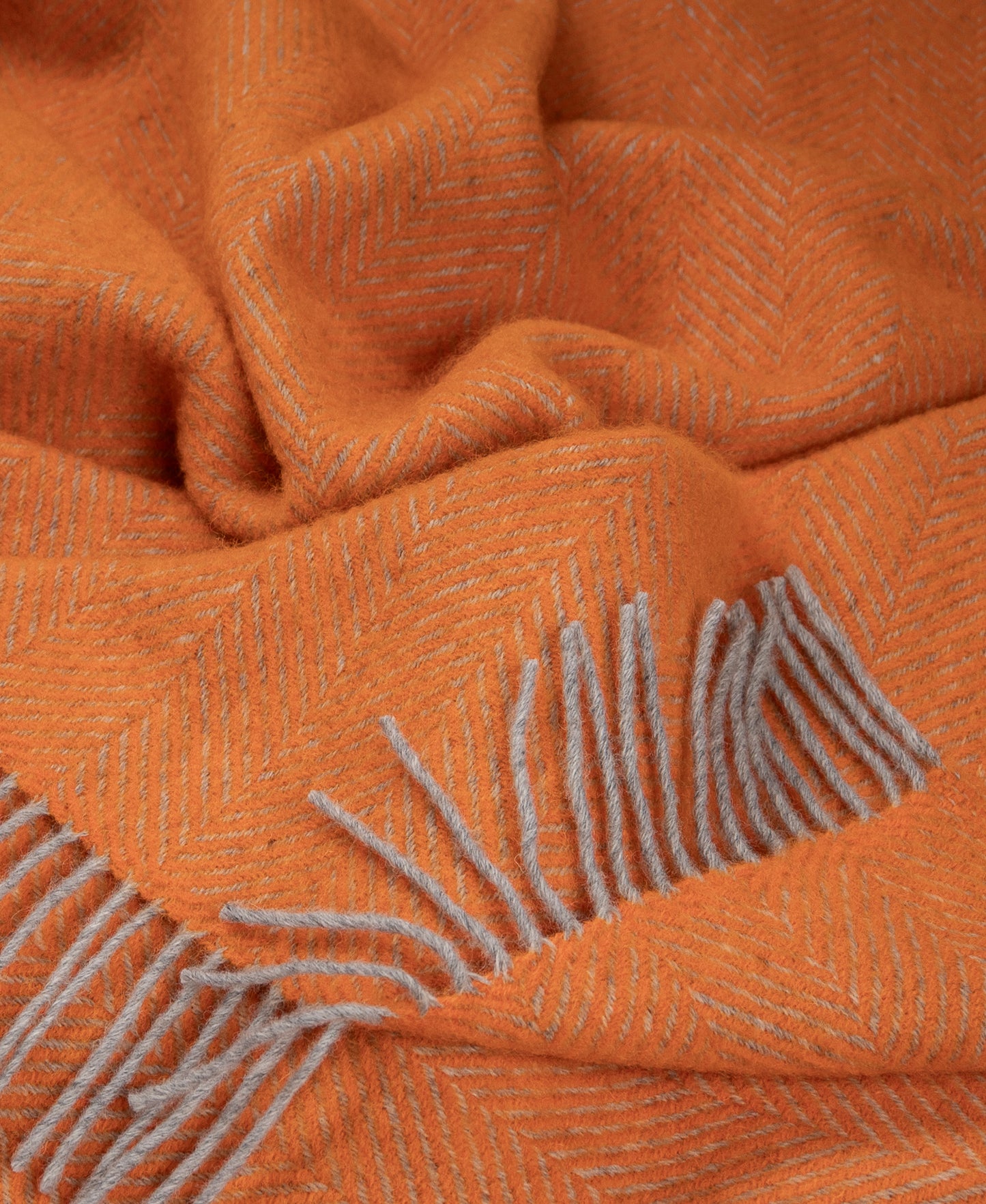 Highland Tweeds Herringbone Pure New Wool Throw ~ Atomic Orange ~-Throws and Blankets-[bar code]-Prince of Scots